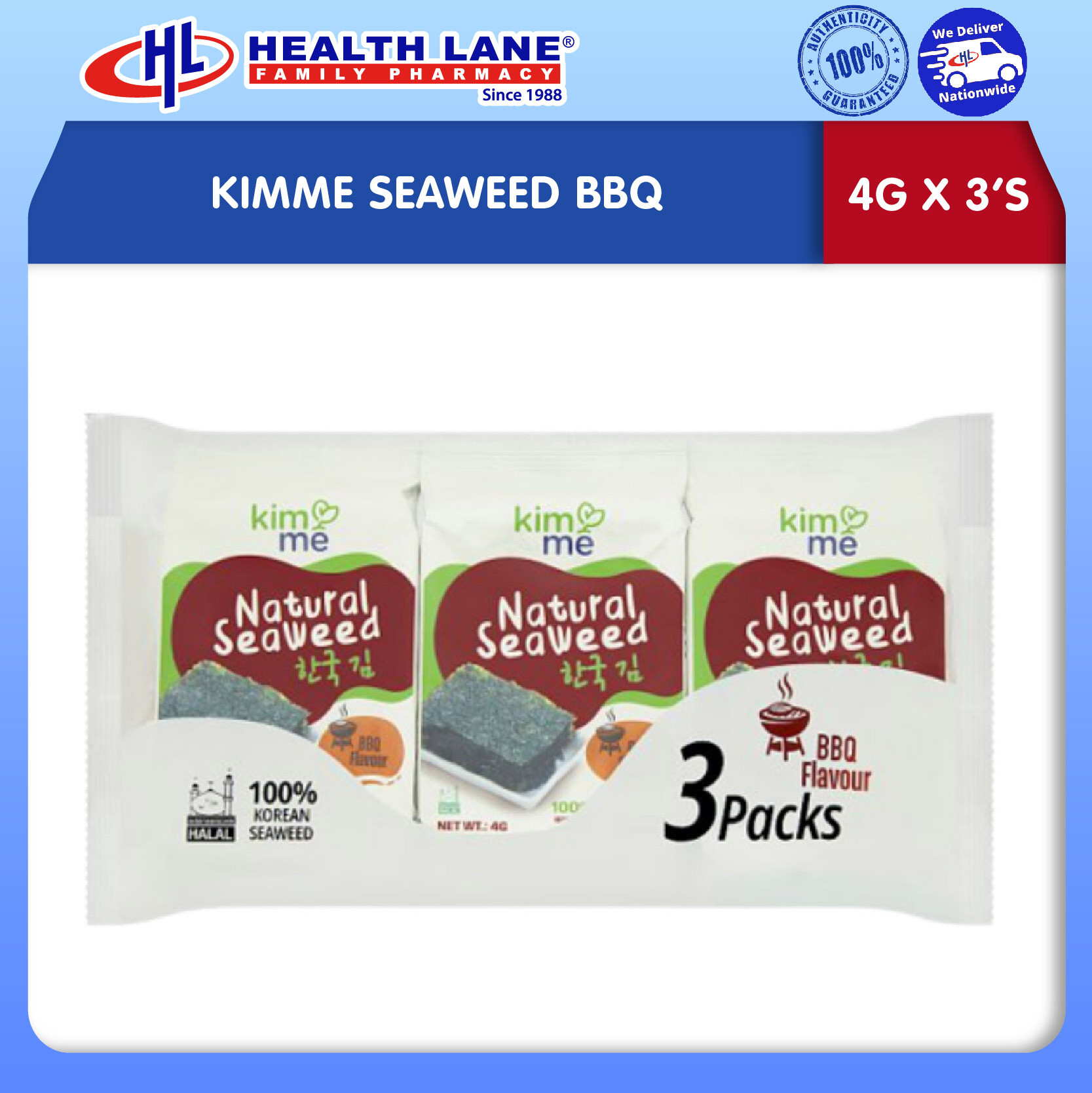 KIMME SEAWEED BBQ (4G X 3'S)